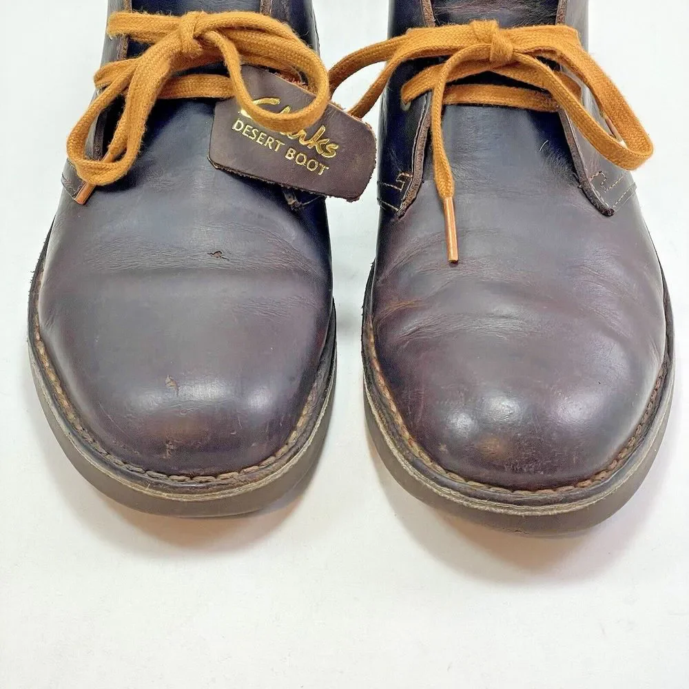 Clarks Original Desert Boot Men's 8 Brown Beeswax Leather Lace Up Comfort Shoes